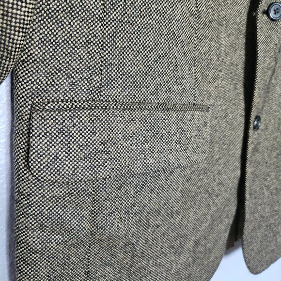 Lands'End 100% Lambswool Men's Tweet Blazer SZ 40R Black/Beige Sport Coat Preppy - Picture 8 of 15